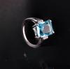Fashion Luxury Silver-plated Topaz Engagement Ring For Women Exquisite Four-claw Sapphire Ring Party Birthday Lady Gift