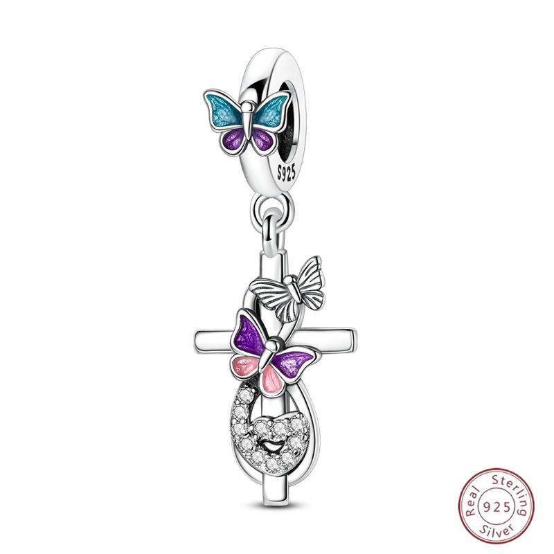 New Original Copper Beaded Bow Charm Blue Beads For Women Exquisite Diy Birthday Jewelry Gifts