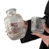 Wasserkaraffe und Glas Set Vintage Nacht Trinkbecher Set Klares Nachttischglas Saftkrug für Wasser Tee Saft