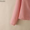ZANZEA Blusa tipo cárdigan fina de manga larga con escote en V informal para mujer