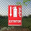 Iron Fire Extinguisher Sign 20x30cm Wall Mounted 2D Flat Safety Arrow Flame Design Red White High Quality