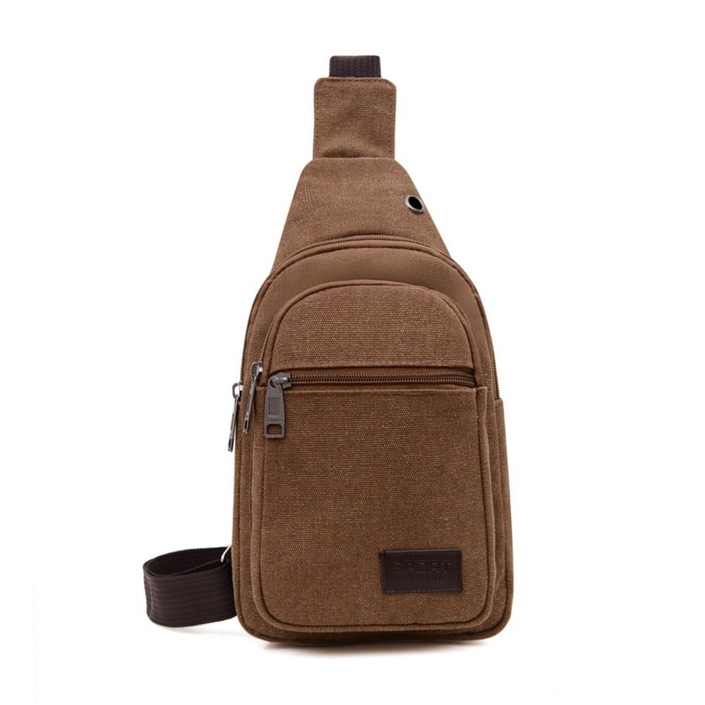 Canvas Men Chest Bag Fashion Light Weight Multilayer Chest Pack Large Capacity Sling Bag
