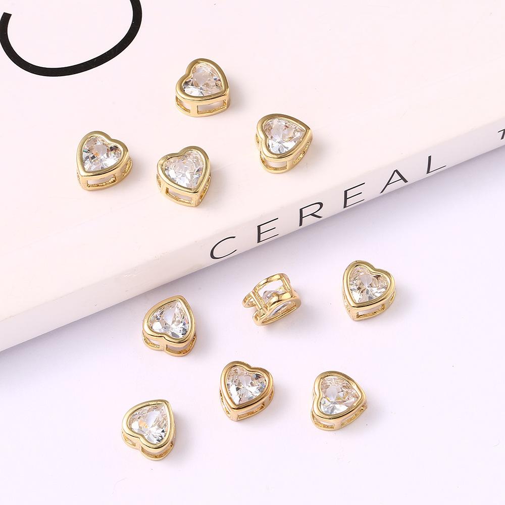 Gold Edged Zircon Love Water Drop Jewelry Accessories Diy Bracelet Necklace Accessories, Removable Hole Shoe Buckle