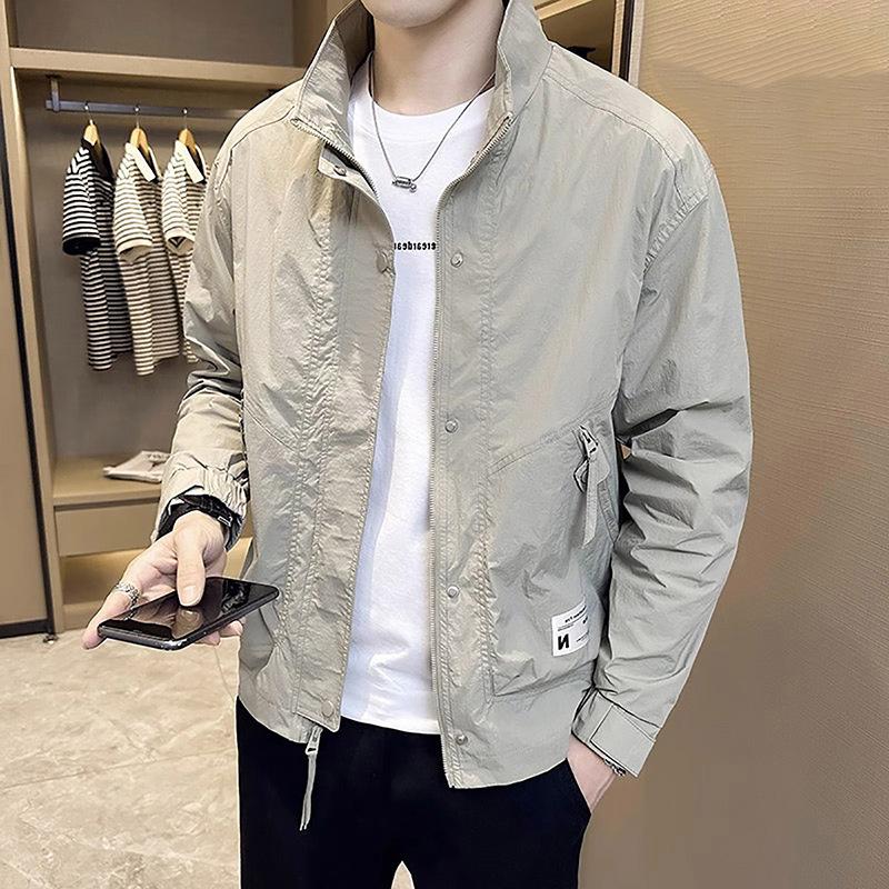 

Корейская версия модной куртки со стойкой мужской 2025 весна и осень новая приталенная универсальная однотонная повседневная куртка мужской топ 4XL