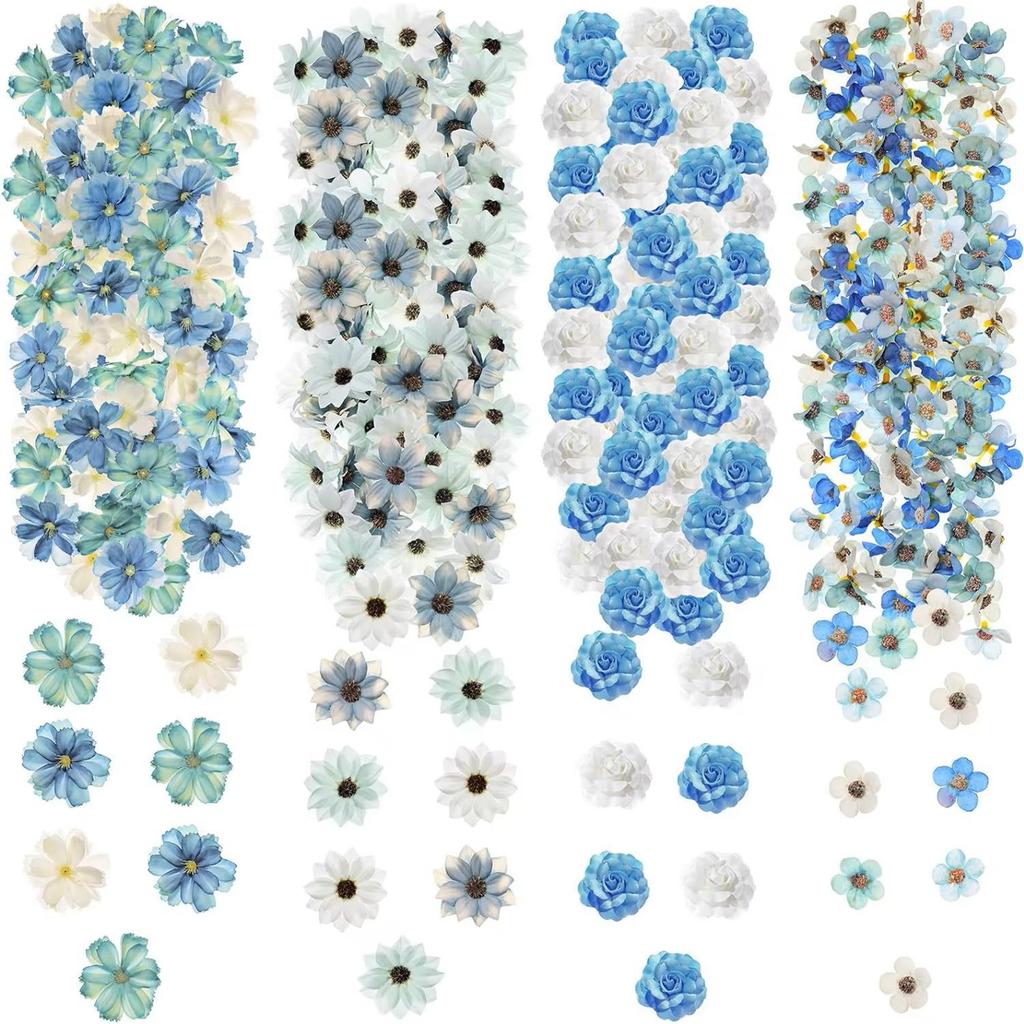 50Pcs Mix Artificial Flowers Silk Fake Flower for Home Decor Wedding Decoration DIY Party Supplies Wreath Craft Gift Accessories