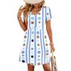 Modisches Damenkleid mit Print, V-Ausschnitt, kurzärmelig, locker, lässig, für den Strandurlaub
