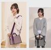 Drezm Korean Crossbody Tote - Small Square Canvas Striped Bag for Women