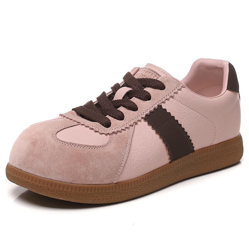 Spring Autumn Genuine Leather Shoes Women Fashion Sneakers Flat Brand Young Ladies Shoes Sweet Soft Pink Yellow