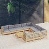 Vidaxl 11-Cz. Garden Lounge Set, Grey Cushions, Pine