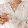 Elegant Gold-Plated Titanium Steel Necklace with Oval White Sea Shell Pendant