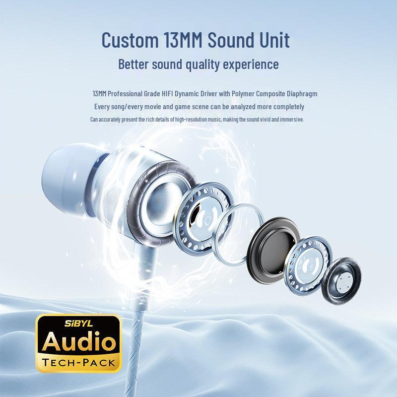 2026 New Model Type-C Wired In-Ear Earphones - High-Fidelity Digital Sound with K Song Compatibility and Flat Port Design