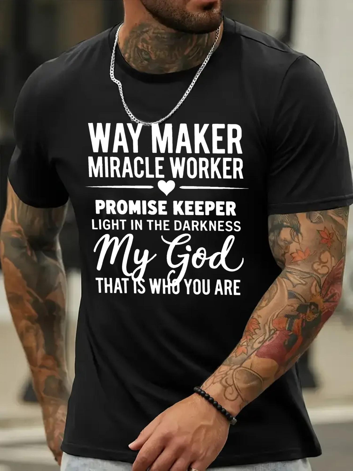 Вдохновляющая футболка с принтом Way Maker Miracle Worker - Черная хлопковая смесь S