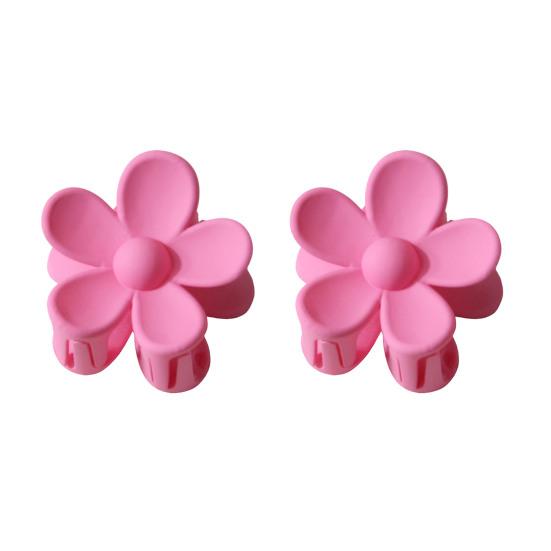 2Pcs Flower Shape Small Hair Claw Easy To Open Strong Hold Side Hairpin Plastic Resin Mini Hair Clip Daily Party Hair Accessory
