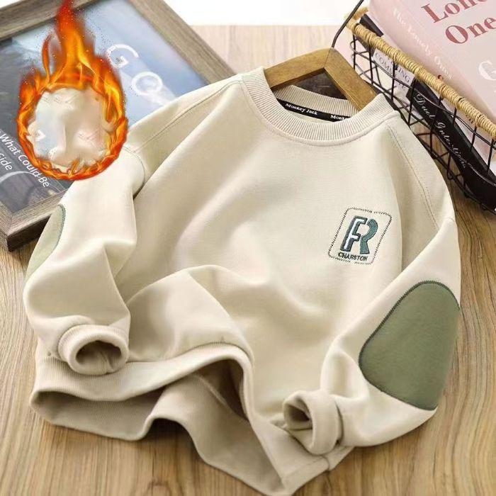 

Осень Детская Повседневная Толстовка Одежда Весна Мальчики Девочки Свободный Хлопковый Пуловер Большие Дети Теплая Спортивная Одежда 120 бежевый