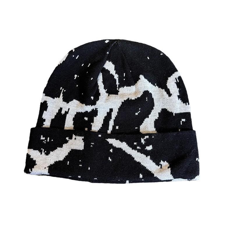 Jacquard Knit Striped Beanie Cap For Warm Winter Fashion Streetwear Hat Gift
