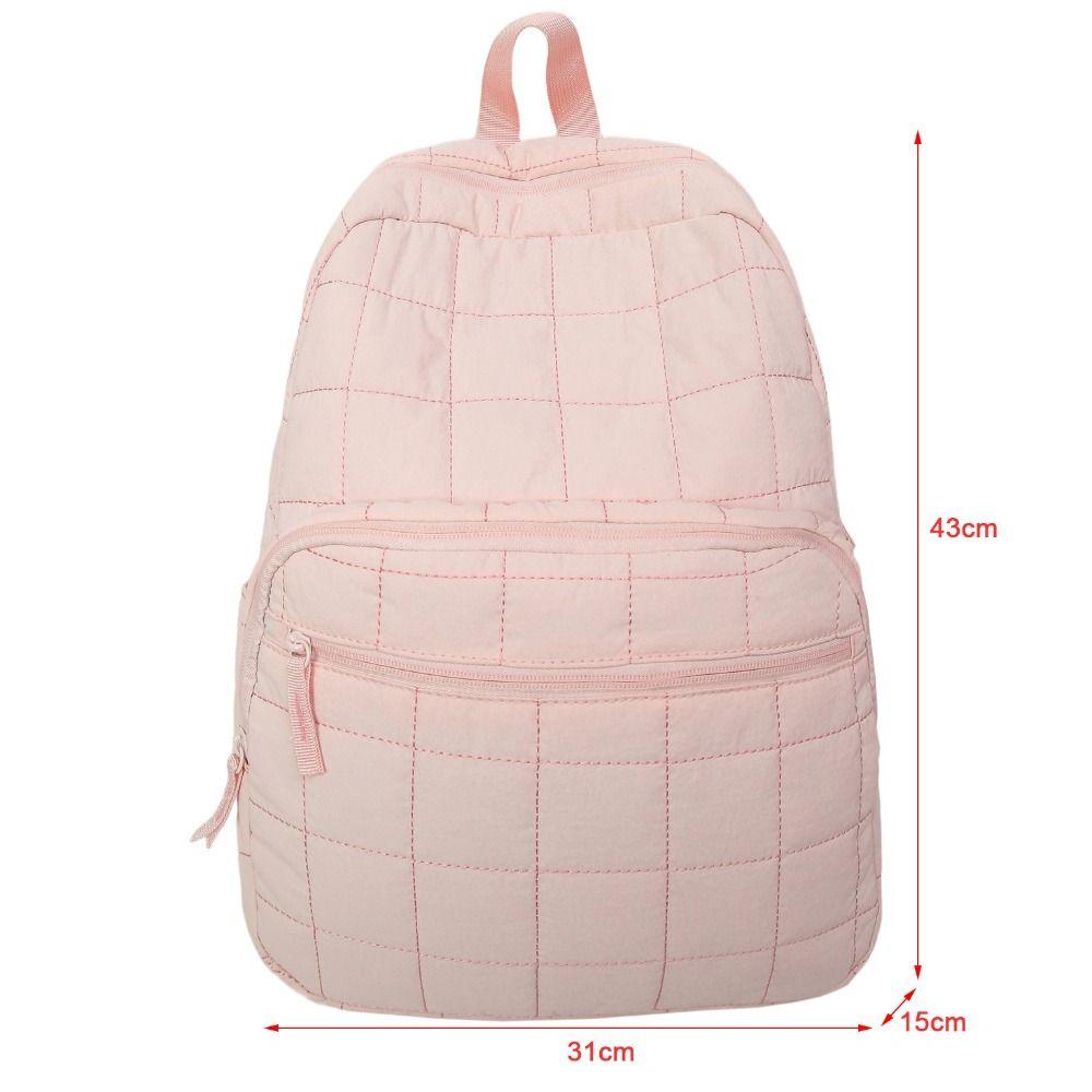 Unisex Quilted Travel Backpack Nylon Solid Color Laptop Backpack Large Capacity Multi-pocket Student Schoolbag