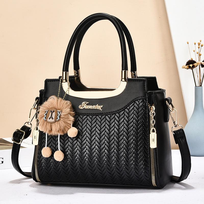 New high-end large-capacity light luxury handbag woven shoulder bag messenger bag women s middle-aged mother bag чёрный