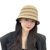 Korean Version of Ins Autumn and Winter Knitted Fisherman Hat Retro Striped Braided Hat Women's All Match Face Showing Small Bucket Hat Basin Hat