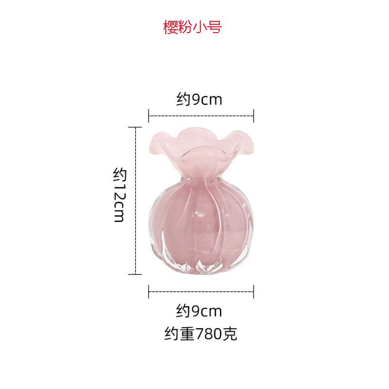 

BRLight Luxury Pink Glass Vase Table Hydroponic Vase Crafts Living Room Decoration Flower Arrangement Holiday Gift Home DecorationEY