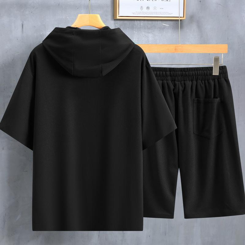 Summer Suit Men's Loose Hooded Short-sleeved T-shirt Shorts Large Size Thin Casual Sports Two-piece Suit