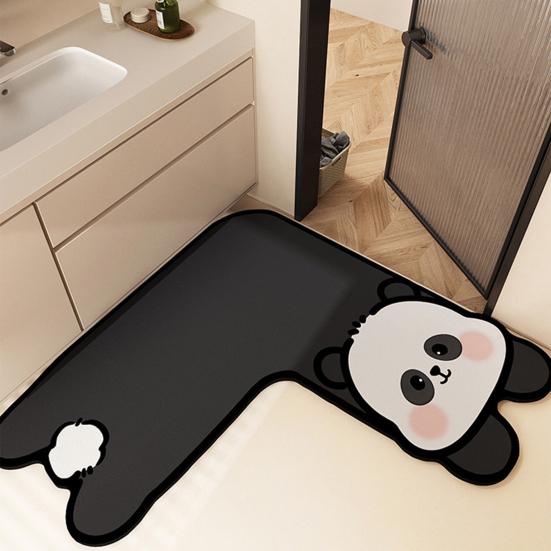 Diatom Mud Floor Mat Cartoon Animal Shape L-Shaped Design Water Absorbent