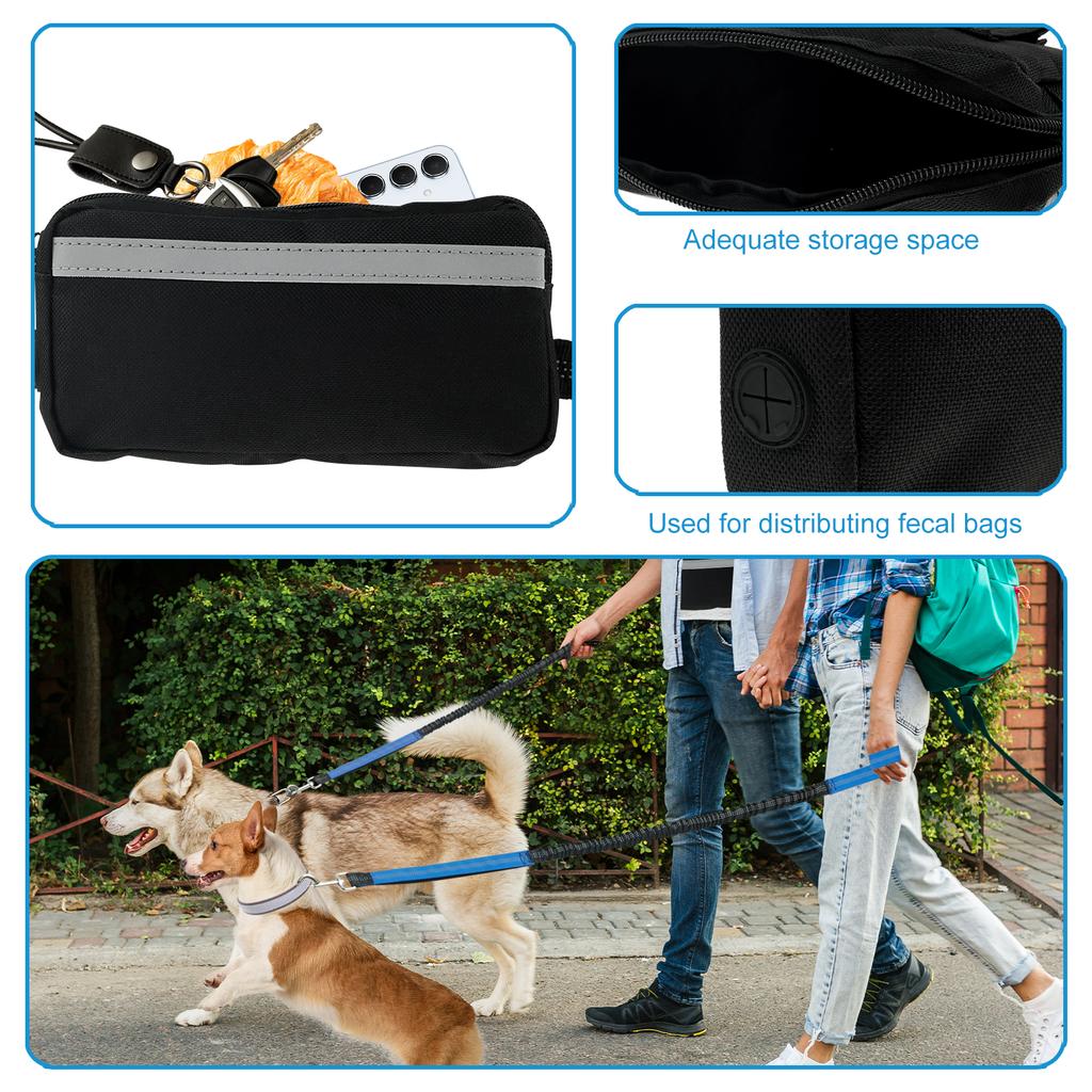Dog Leash With Pouch Reflective Retractable Adjustable Portable Running Waist Bag Belt Pet Bungee Leash Strap Traction Rope