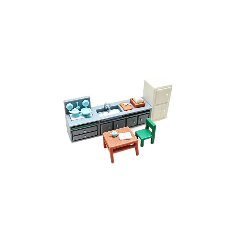 Miniature Kitchen Living Room Furniture Ornament Dollhouse Mini Sink Cabinet Table Chair Model Dollhouse Scene Layout Props