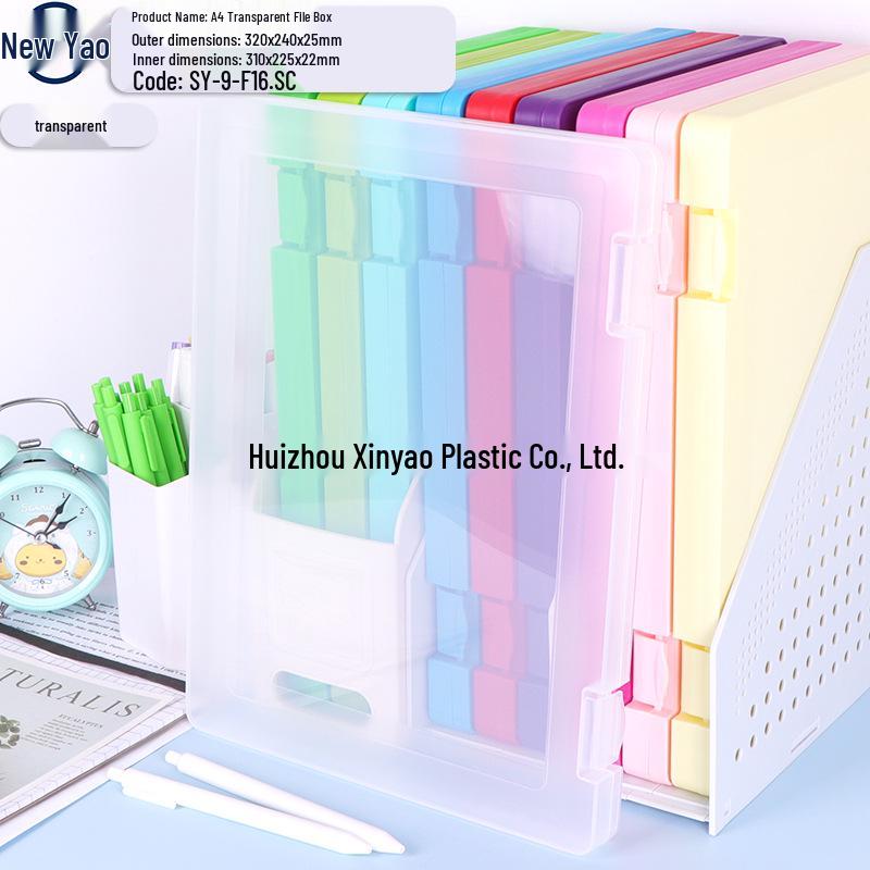 Large Capacity A4 File Box with Pen Slot & Clipboard for A5 Paper Storage