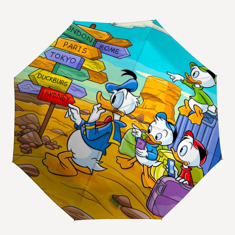 Duck Family Travel Adventure Automatic Opening and Closing Umbrella, Lightweight 3-Fold, With Cute Cartoon Characters, Suitable for Home, Ou