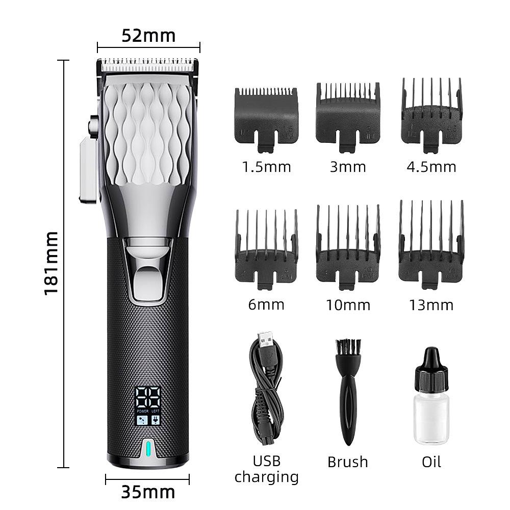 Multifunctional Digital Display Electric Hair Clipper: Barber-Grade Metal Oil Head Trimmer