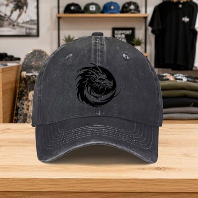 1pc New Dragon Pattern Fashion Washed Baseball Cap Premium Allmatch Outdoor Accessory Unisex Dad Hat Trendy Classic Printed