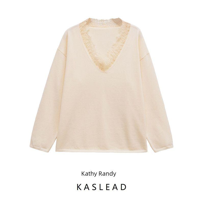Kaslead New Women Clothes Western Style Versitile Fashion Blended Lace Knit 5755125