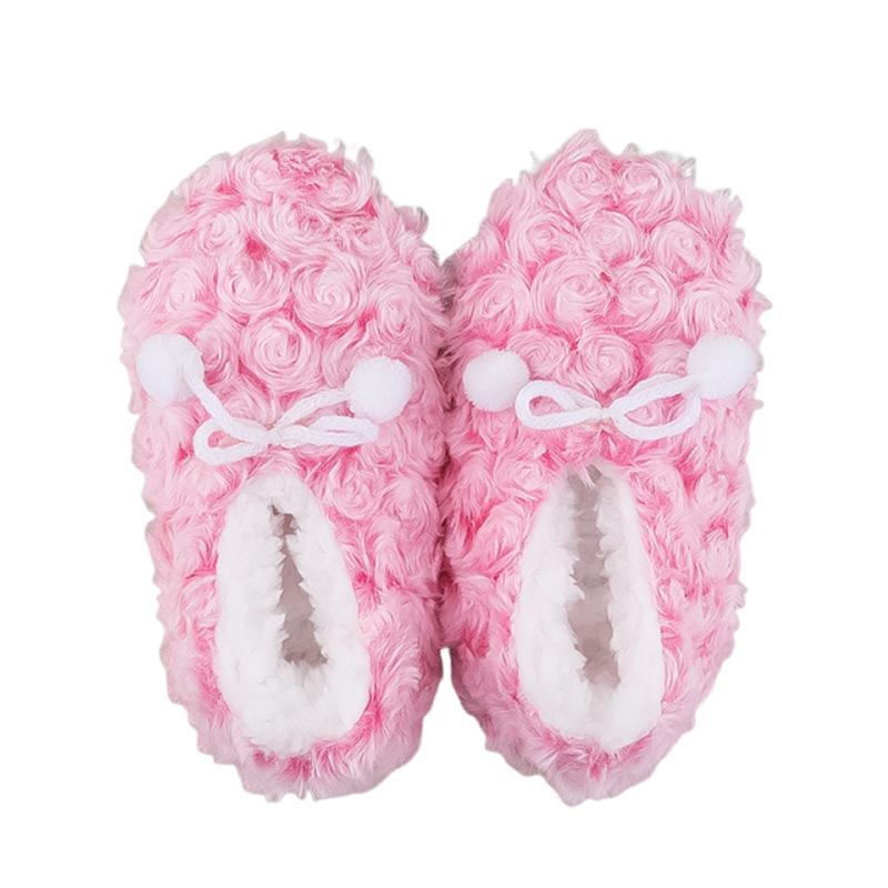 Warm Rose Hairball Kids' Slippers