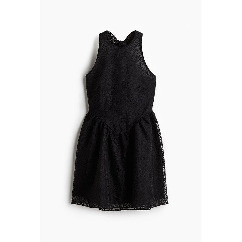 

Женская одежда HM Платье-халтер 2025 Лето Новое поступление Мода Французская вышивка Платье без рукавов 1282075 Black 155/76(XXS)