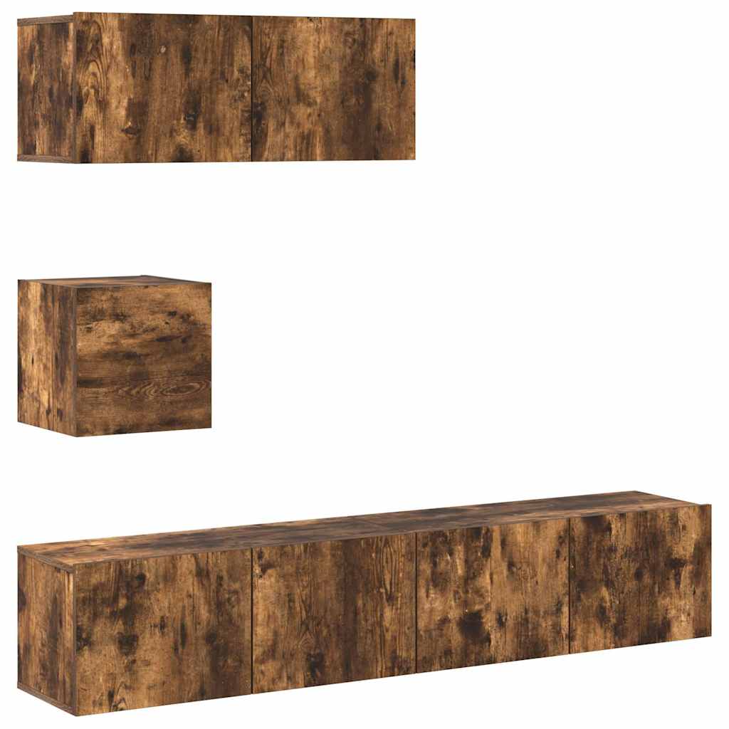 vidaXL 4-tlg. TV-Schrank-Set Räuchereiche Holzwerkstoff