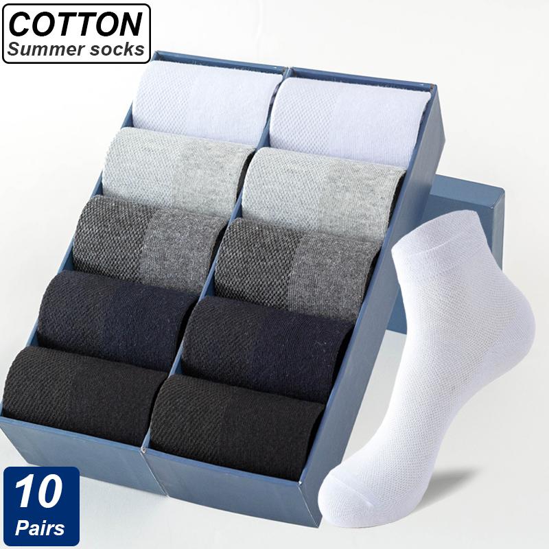 10 paia di calzini a rete da uomo in cotone organico traspirante nuovi calzini da lavoro bianchi neri casual atletici primavera estate per uomo di alta qualità taglie forti EUR38-45