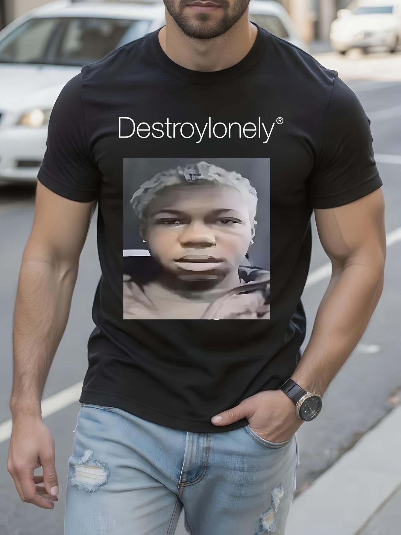 Destroy Lonely Face Graphic Tshirt Graphic Tshirt - Black... XXXL