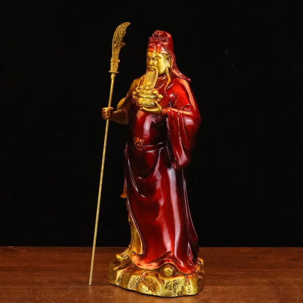 Pure Copper Guan Yu Statue of God of Wealth Guan Gong Inviting Wealth Living Room Store Ornaments