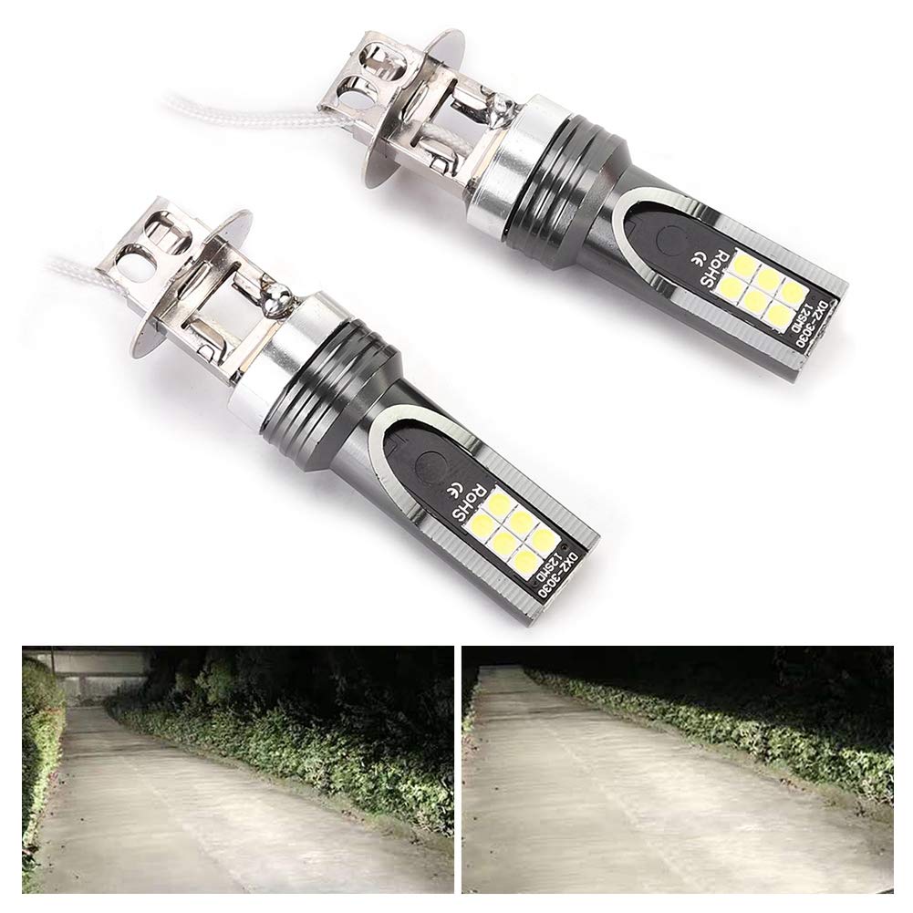 פנס ראש LED, פנס ראש לרכב חוסך אנרגיה, DC12V-24V 12LED 2525 H3 פנס ראש, נורת פנס ראש H3 DC12V-24V לבן 6500K-7500K