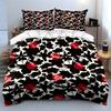 Abstract Red Flowers and Black Leaves Pattern Print Bedding Set 1 Duvet Cover 2 Pillowcases for Adult and Children Luxury Gift