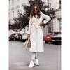 Ladies Fashion Lace-up Coat Autumn and Winter Simple Khaki Long sleeve V-neck Strap Woolen Jacket