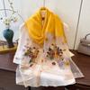 Spring Thin Exterior Shawl Dual-purpose Silk Wool Embroidered Scarf for Women's Gifts with High-end Light Luxury Mulberry Silk Scarf