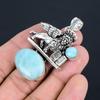 Lion of Saint Mark Larimar Gemstone Silver Pendant | 925 Sterling Silver | Necklace Pendant | Handmade Vintage Pendant Jewelry for Her/him