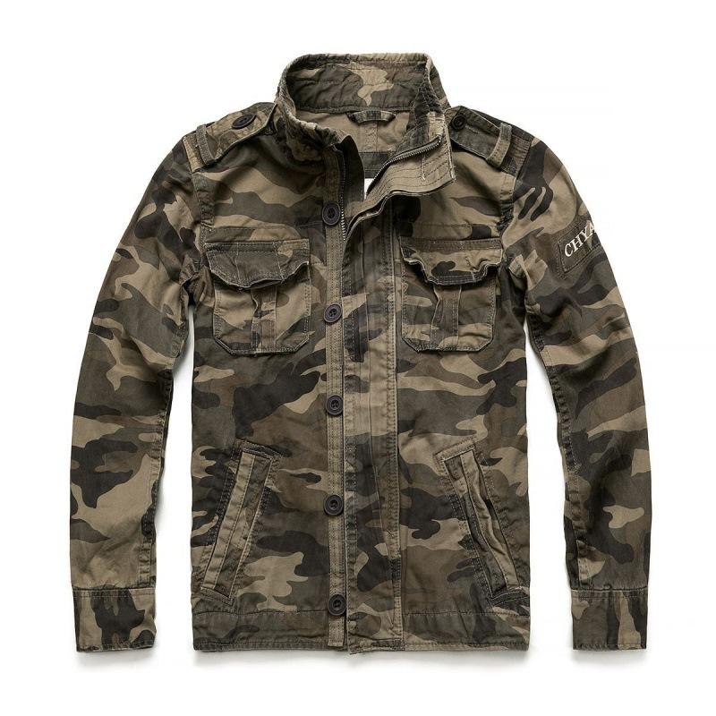 Men Officer Costume Jacket Casual Wear Stand Collar Sportswear Denim Jacket Men Green Winter Coat
