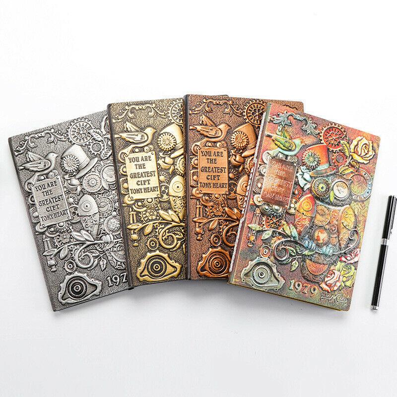1PC 3D Vintage Embossed Mechanical Owl Journal Diary Notepad A5 Notebook