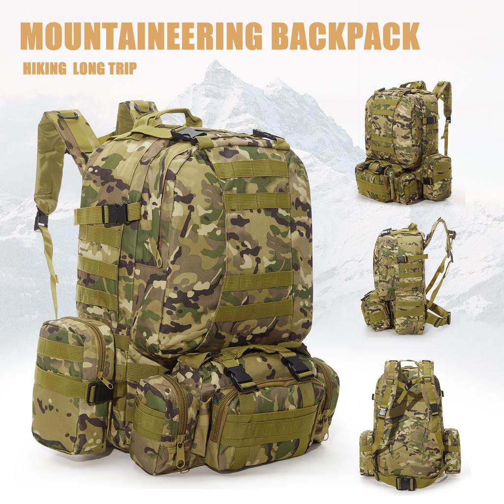 50L Tactical Backpack for Men Mountaineering 3P Assault Pack EDC Molle Survival Bag for Hiking and Hunting