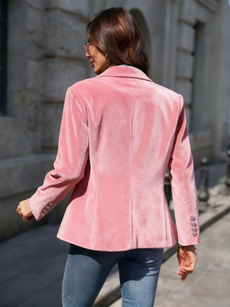 Spring New Arrivals  Velvet Elegant Slim Fit Pocket Blazer