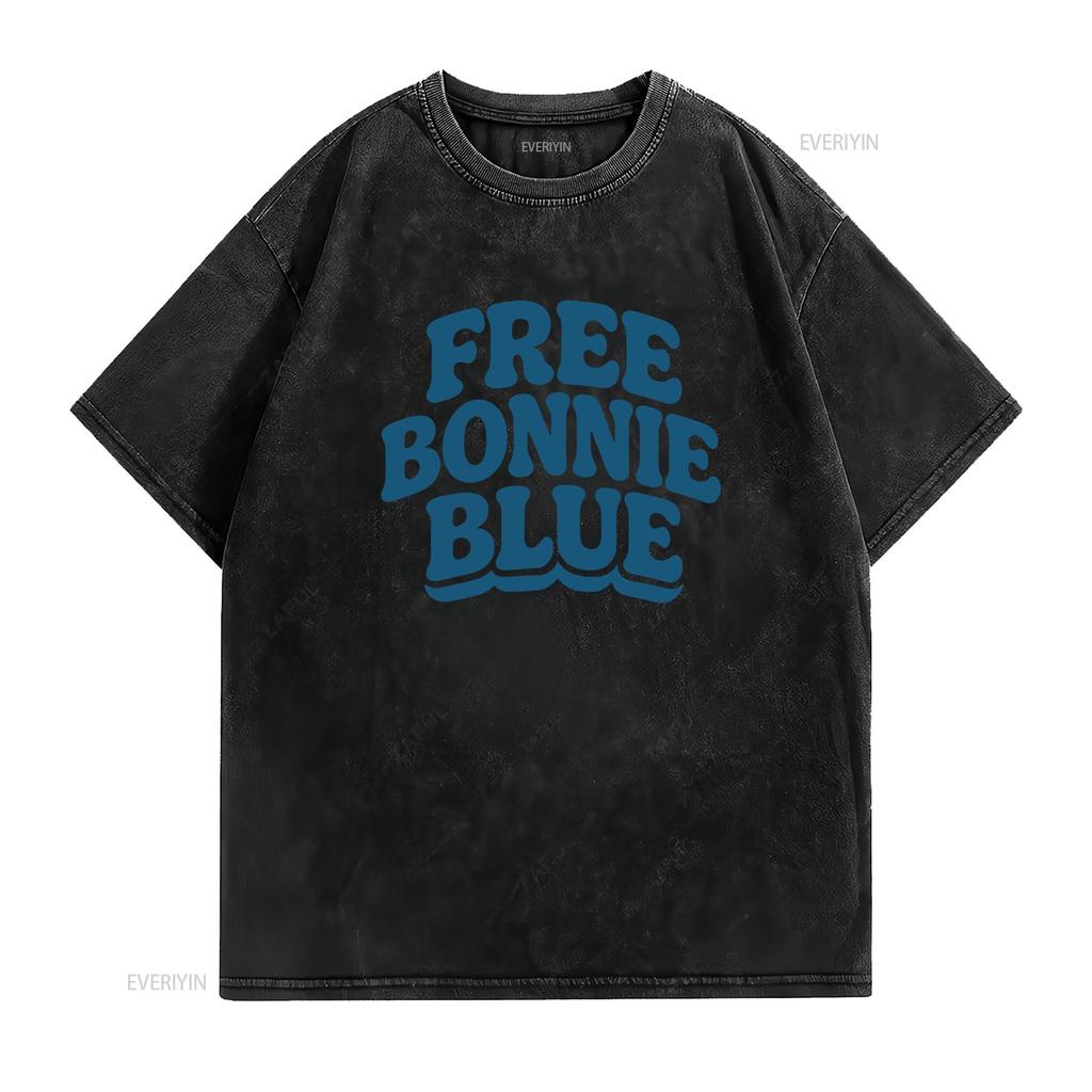 Free Bonnie Blue Funny Idea T Shirt Casual Crew Neck Slight Stretch Fabric Regular Fit Print Pattern All Season Vintage Washed