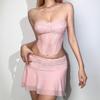 Summer New Women's Solid Color Sexy Bandeau Vest High Waist Bodycon Mini Skirt Set