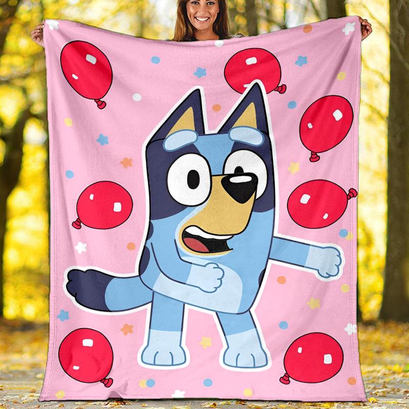 Bluey Theme Printed Blanket Perfect For Couch Bed Travel Outdoor Use Machine Washable Cozy Durable